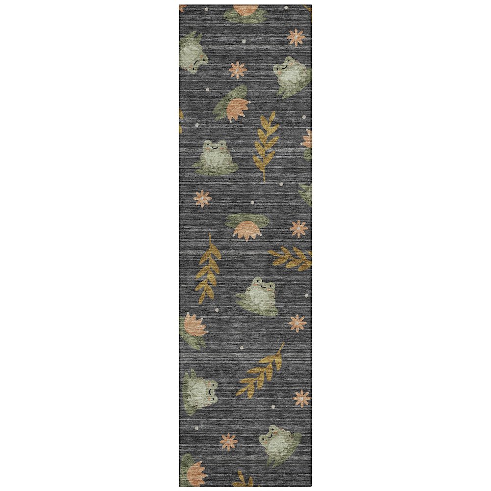 Machine Washable Indoor/Outdoor Chantille ACN2795 Black 2'3" x 7'6" Runner Rug. Picture 1