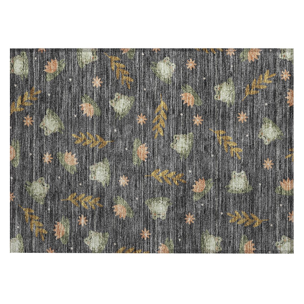 Machine Washable Indoor/Outdoor Chantille ACN2795 Black 1'8" x 2'6" Rug. Picture 1