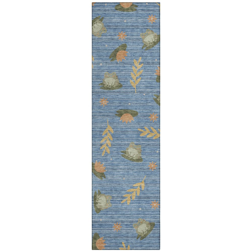 Machine Washable Indoor/Outdoor Chantille ACN2795 Blue 2'3" x 7'6" Runner Rug. Picture 1
