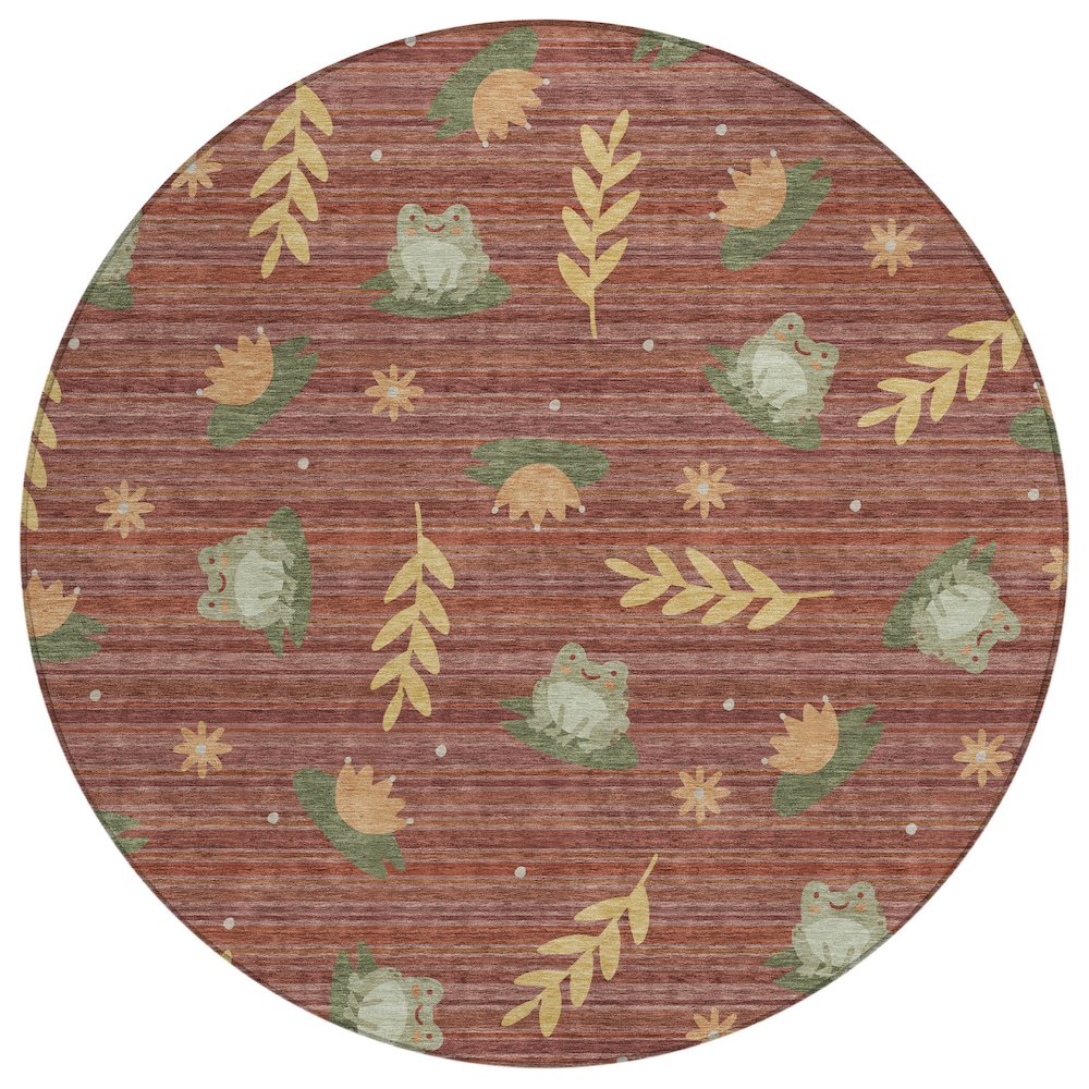 Machine Washable Indoor/Outdoor Chantille ACN2795 Red 8' x 8' Round Rug. Picture 1