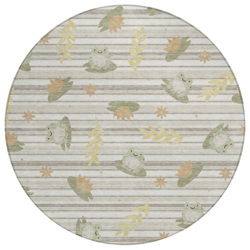 Machine Washable Indoor/Outdoor Chantille ACN2795 Ivory 8' x 8' Round Rug. Picture 1
