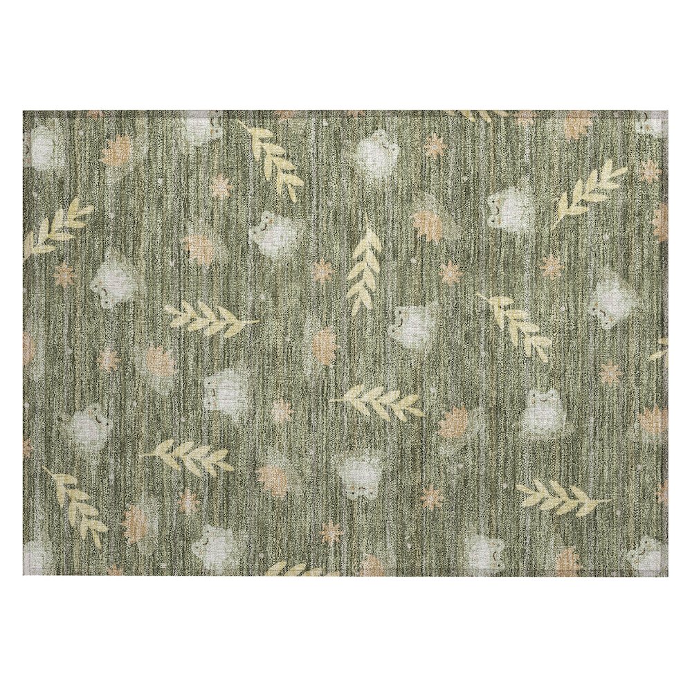 Machine Washable Indoor/Outdoor Chantille ACN2795 Green 1'8" x 2'6" Rug. Picture 1