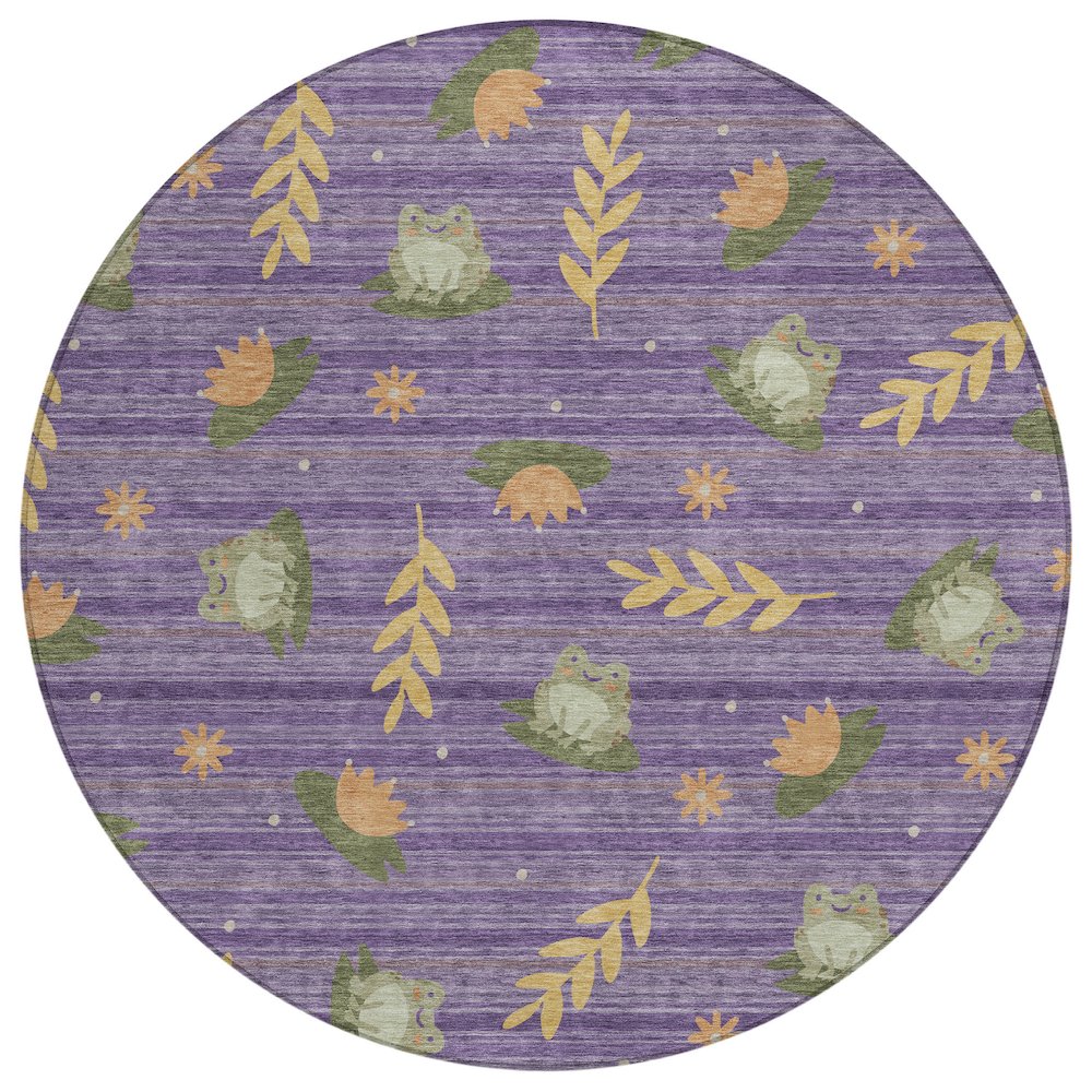 Machine Washable Indoor/Outdoor Chantille ACN2795 Purple 8' x 8' Round Rug. Picture 1