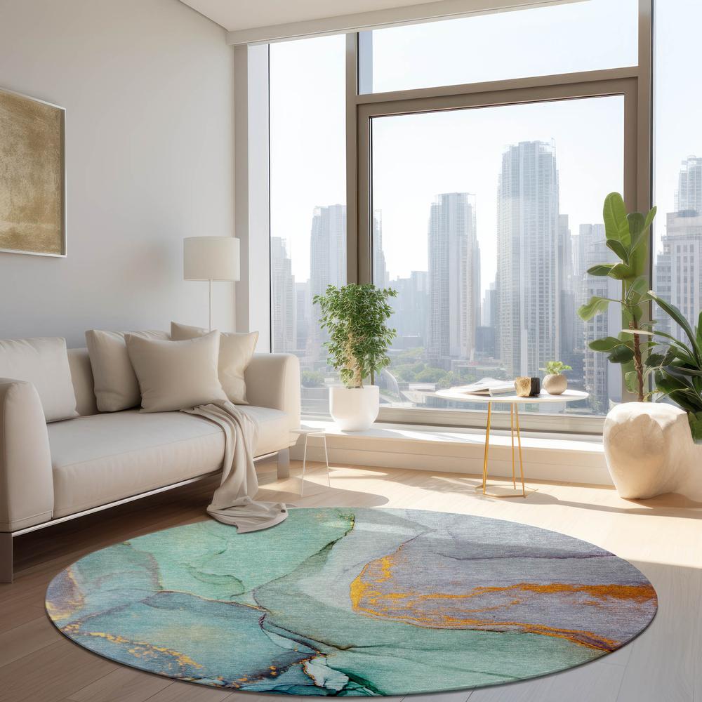 Chantille ACN506 Teal 8' x 8' Rug. Picture 6