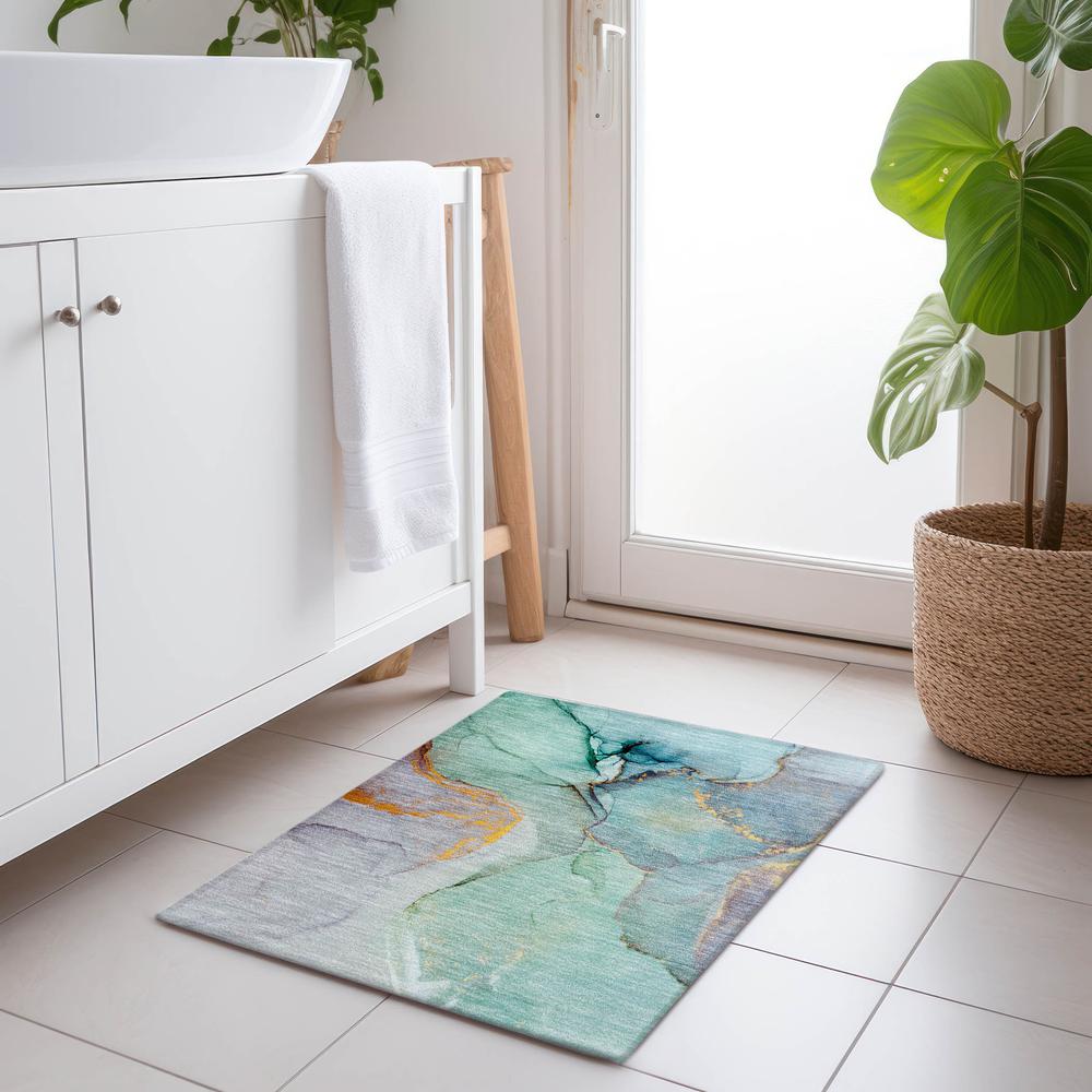 Chantille ACN506 Teal 1'8" x 2'6" Rug. Picture 6
