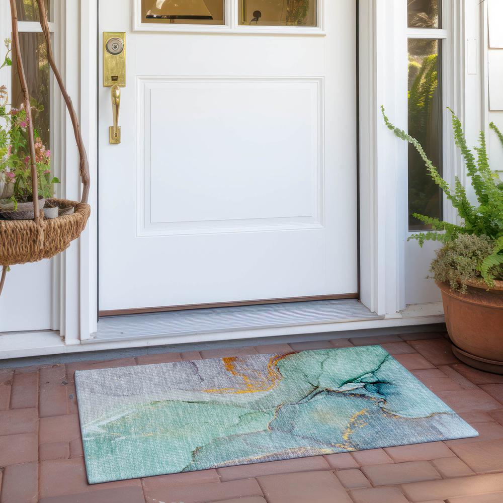Chantille ACN506 Teal 1'8" x 2'6" Rug. Picture 7