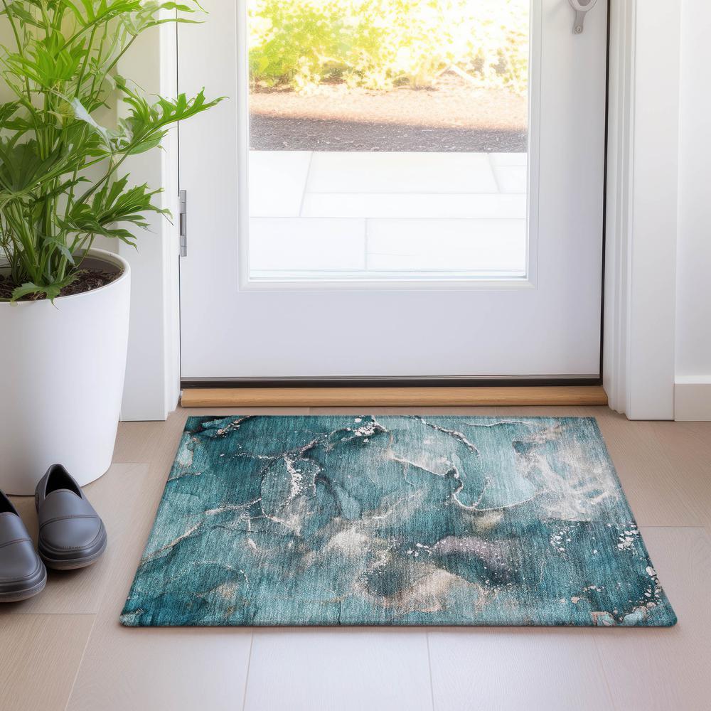 Chantille ACN518 Teal 1'8" x 2'6" Rug. Picture 6