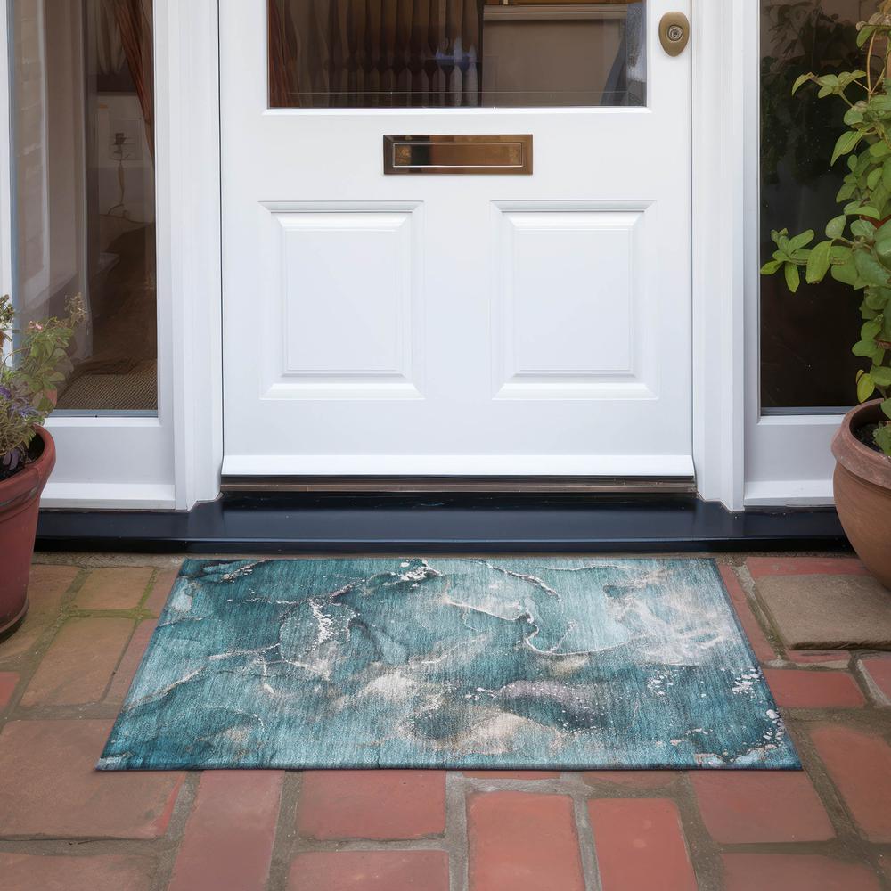 Chantille ACN518 Teal 1'8" x 2'6" Rug. Picture 7