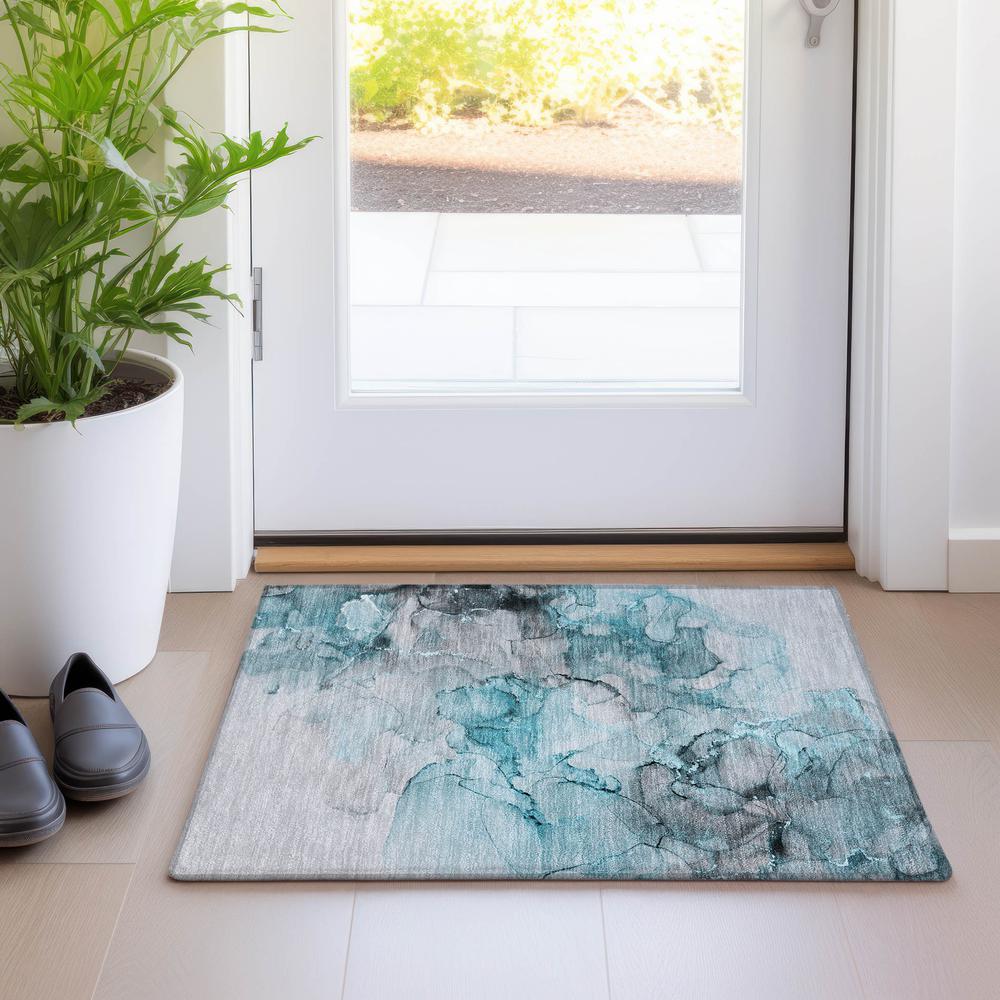 Chantille ACN520 Teal 1'8" x 2'6" Rug. Picture 6