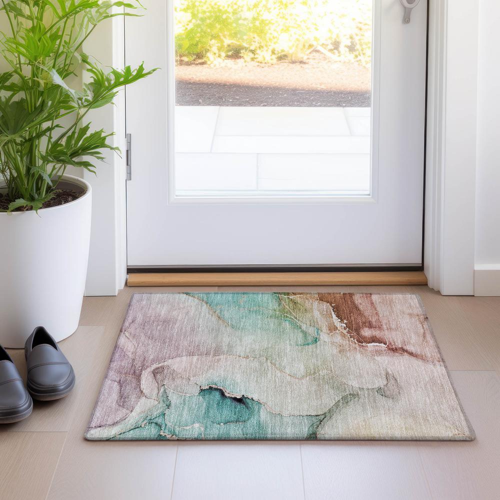 Chantille ACN521 Teal 1'8" x 2'6" Rug. Picture 6
