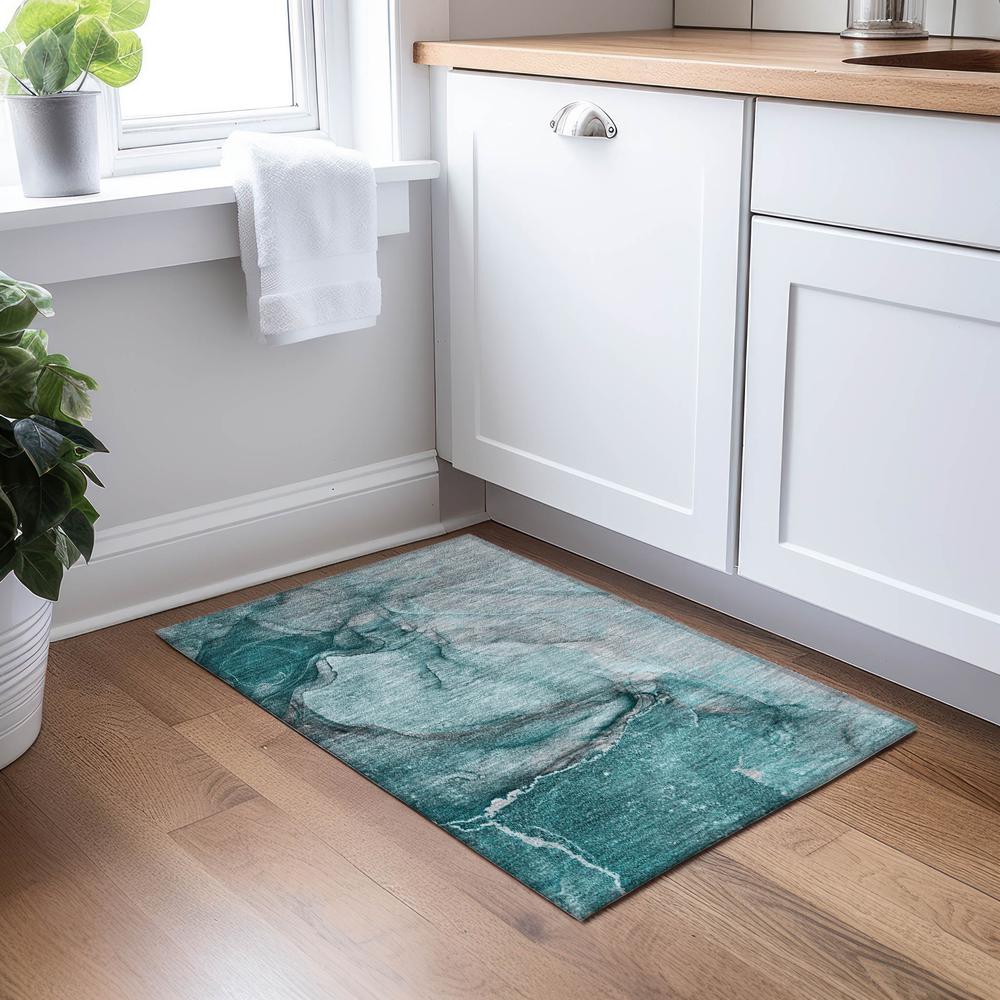 Chantille ACN524 Teal 1'8" x 2'6" Rug. Picture 7