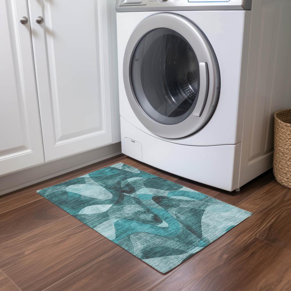 Chantille ACN536 Teal 1'8" x 2'6" Rug. Picture 6