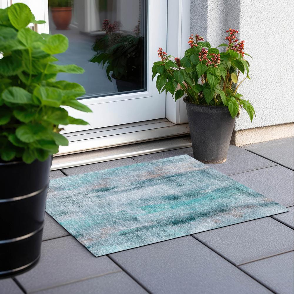 Chantille ACN537 Teal 1'8" x 2'6" Rug. Picture 7
