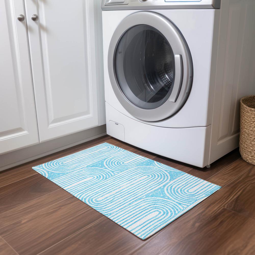 Chantille ACN540 Teal 1'8" x 2'6" Rug. Picture 7
