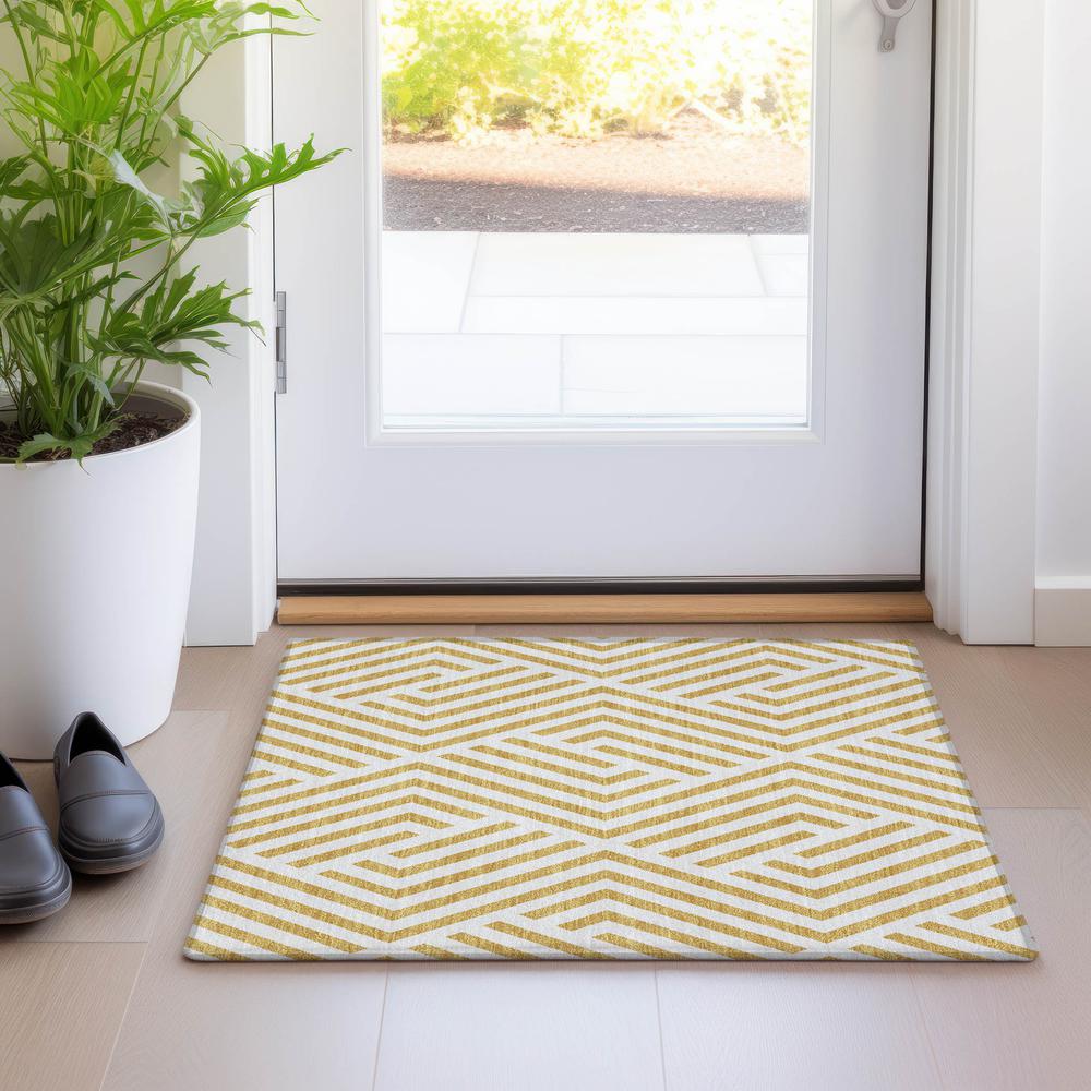 Chantille ACN550 Gold 1'8" x 2'6" Rug. Picture 6