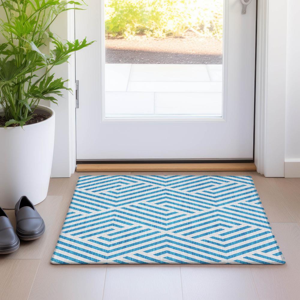 Chantille ACN550 Teal 1'8" x 2'6" Rug. Picture 6