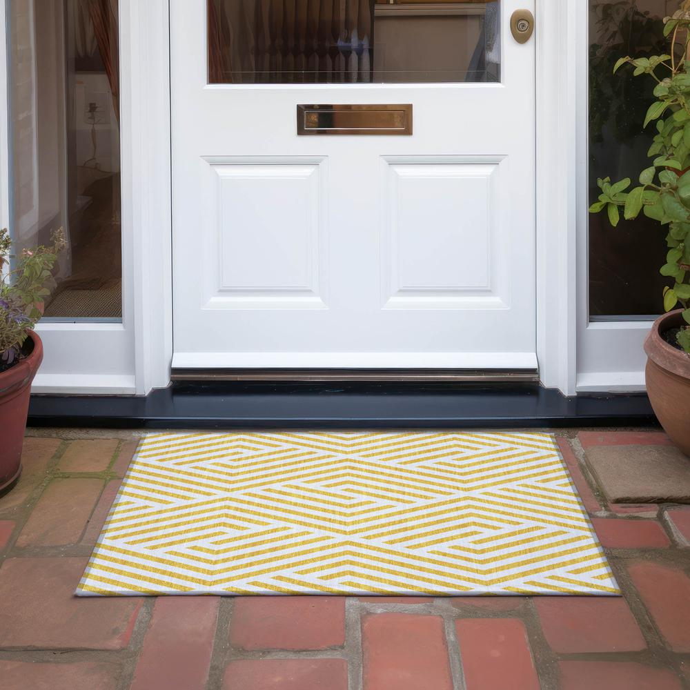 Chantille ACN550 Gold 1'8" x 2'6" Rug. Picture 7