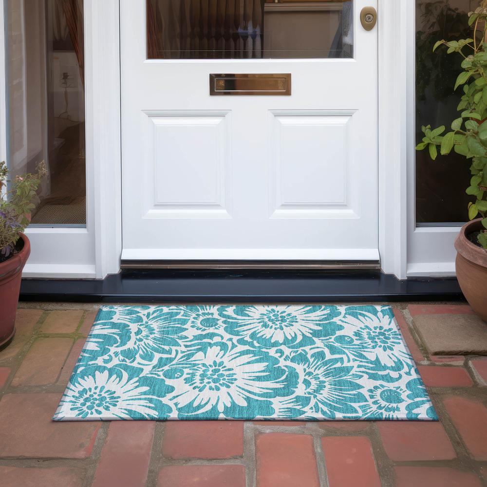 Chantille ACN551 Teal 1'8" x 2'6" Rug. Picture 7