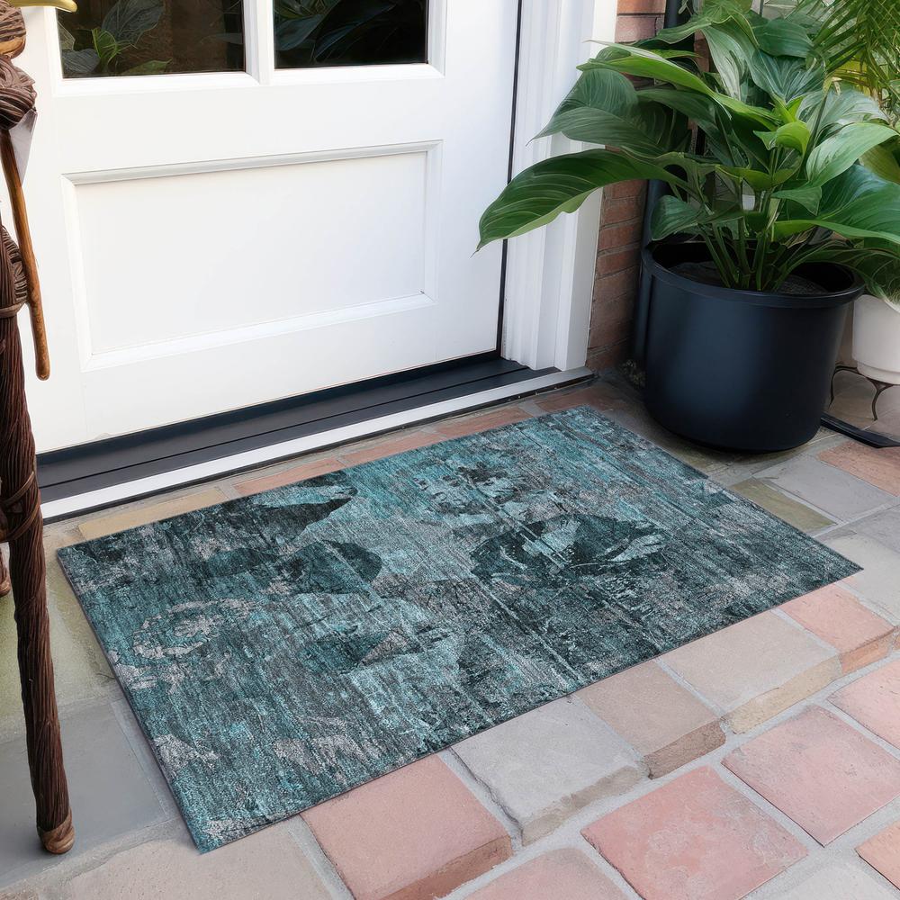 Chantille ACN555 Teal 1'8" x 2'6" Rug. Picture 7