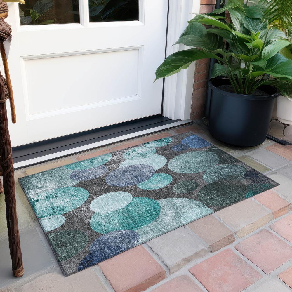 Chantille ACN556 Teal 1'8" x 2'6" Rug. Picture 7