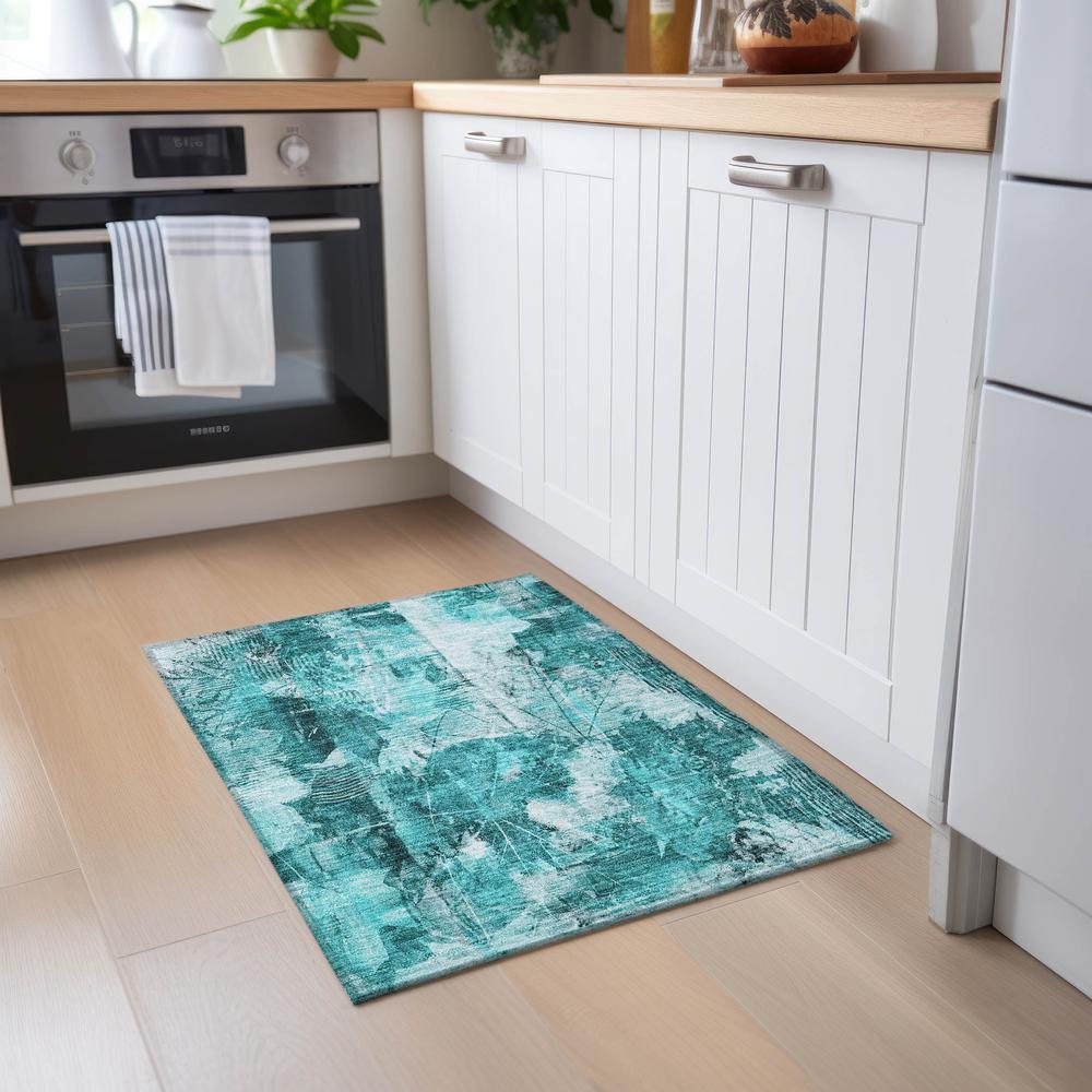 Chantille ACN560 Teal 1'8" x 2'6" Rug. Picture 6