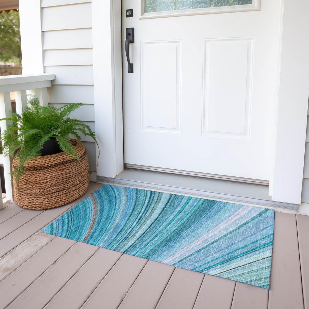 Chantille ACN585 Teal 1'8" x 2'6" Rug. Picture 7