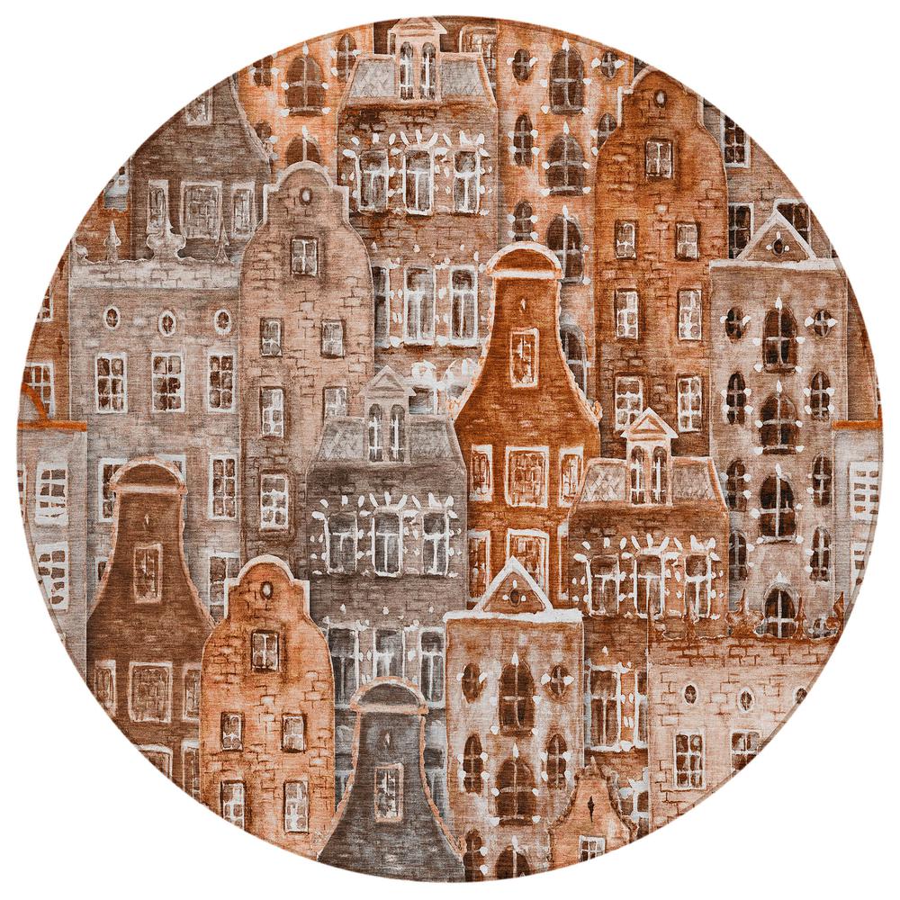 Chantille ACN600 Orange 8' x 8' Rug. Picture 1