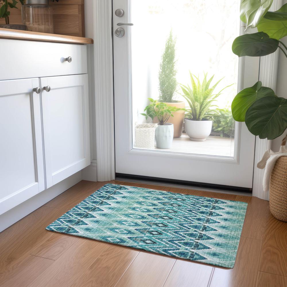 Chantille ACN617 Teal 1'8" x 2'6" Rug. Picture 6
