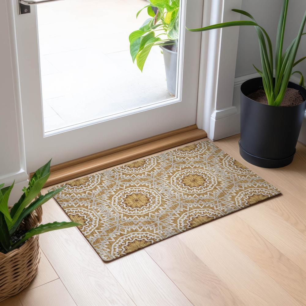 Chantille ACN619 Gold 1'8" x 2'6" Rug. Picture 6