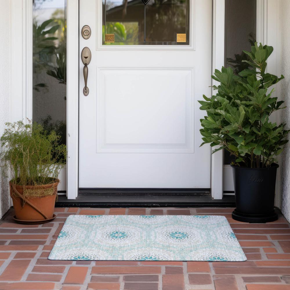 Chantille ACN619 Teal 1'8" x 2'6" Rug. Picture 7