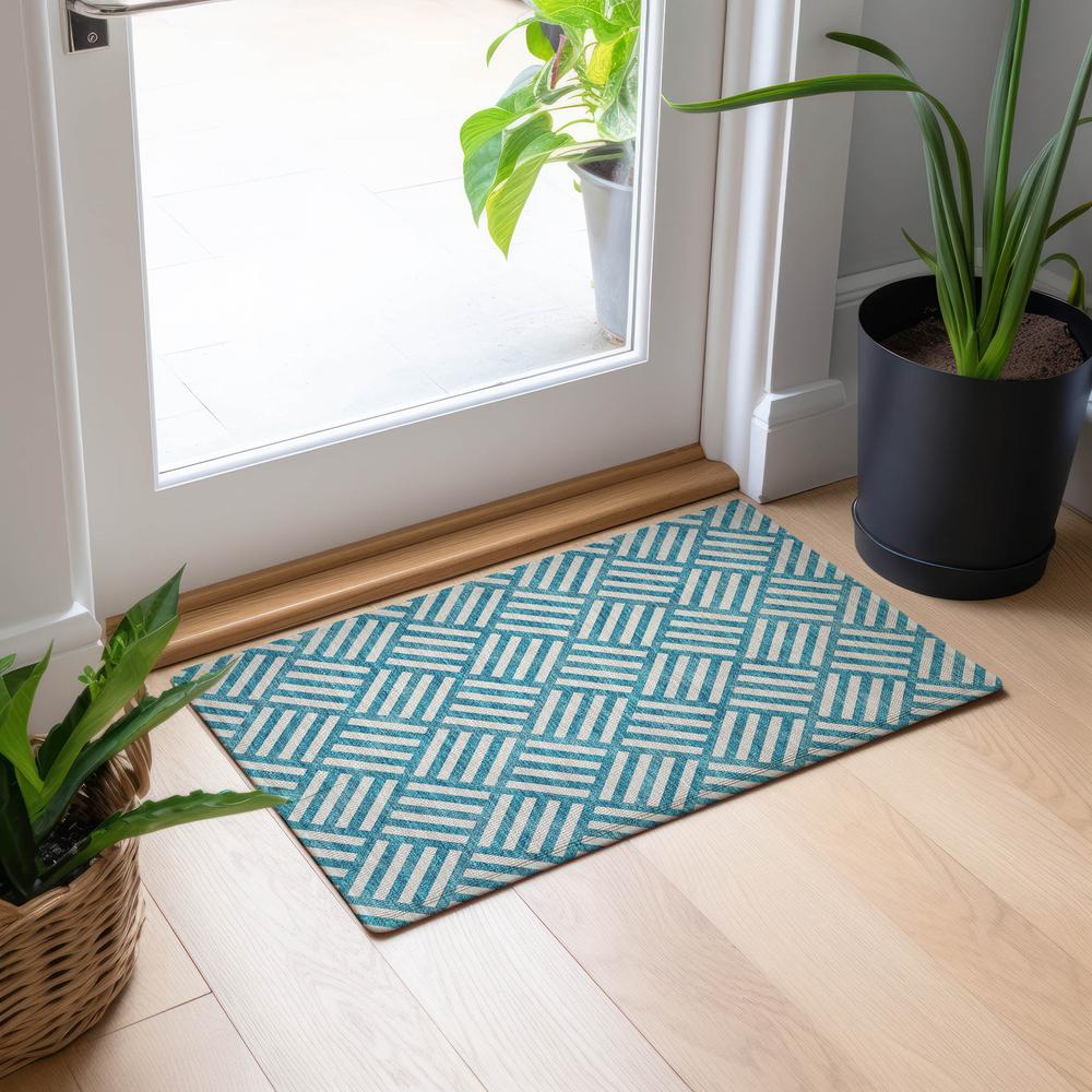 Chantille ACN620 Teal 1'8" x 2'6" Rug. Picture 6