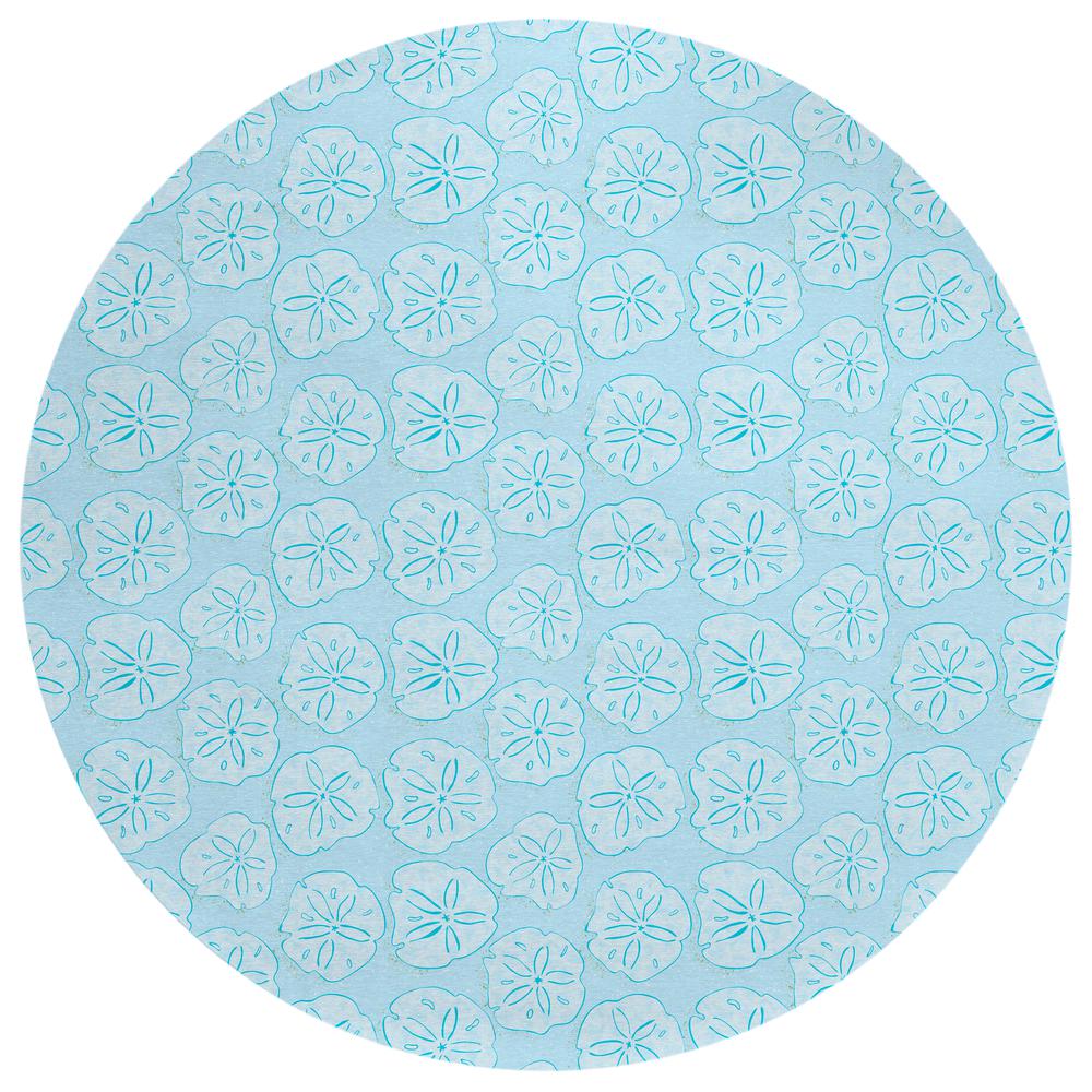 Indoor/Outdoor Surfside ASR40 Blue Washable 8' x 8' Round Rug. Picture 1