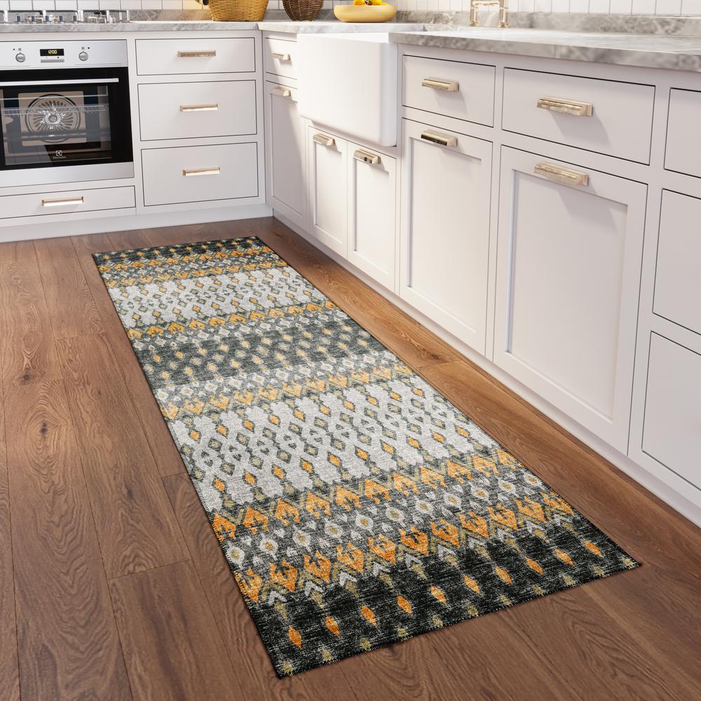 Bravado Grey Transitional Ikat 2'3" x 7'6" Runner Rug Grey ABV31. Picture 1