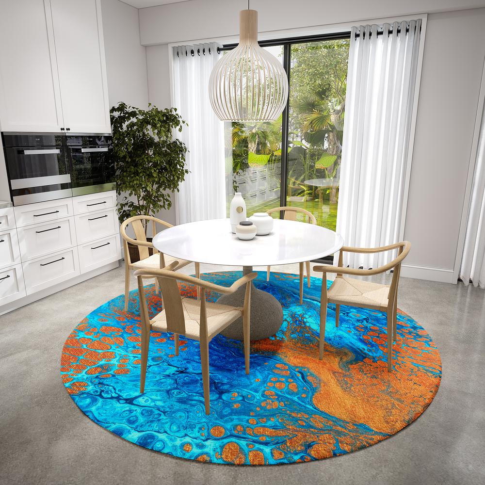 Karina Cobalt Modern Abstract 8' x 8' Area Rug Cobalt AKC38. Picture 1