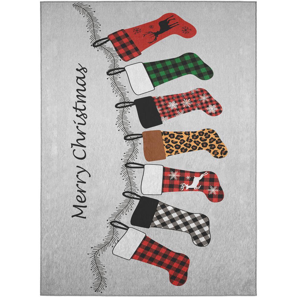 Indoor/Outdoor Cozy Winter ACW35 Gray Washable 30" x 46" Rug. Picture 1