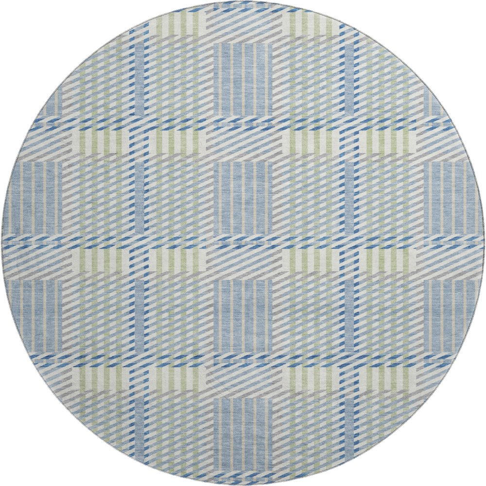 Premium Machine Washable Mayfield AMF1000 Denim 8' x 8' Round Rug. Picture 1