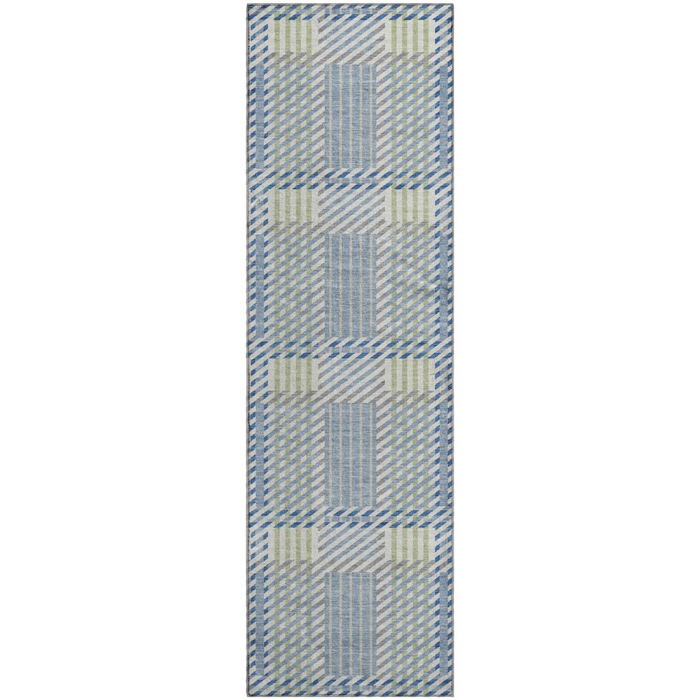 Premium Machine Washable Mayfield AMF1000 Denim 2'3" x 7'6" Runner Rug. Picture 1