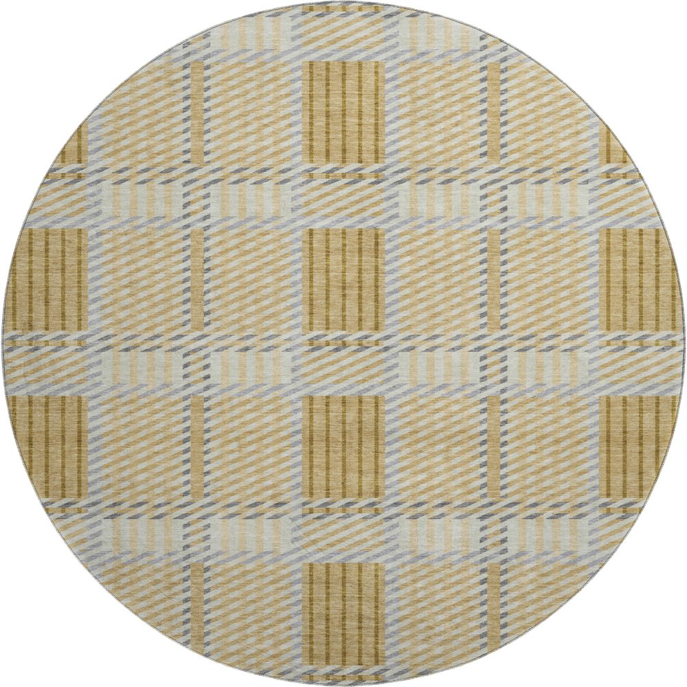 Premium Machine Washable Mayfield AMF1000 Gold 8' x 8' Round Rug. Picture 1