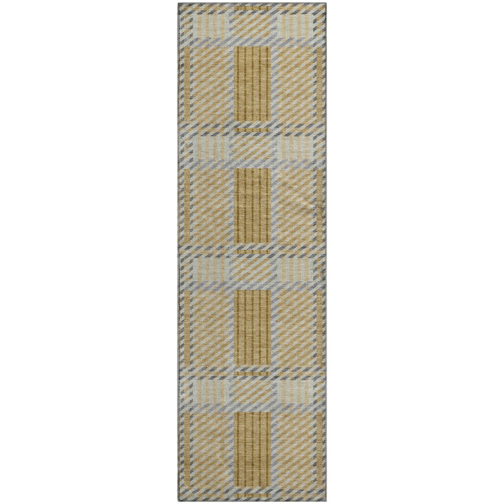 Premium Machine Washable Mayfield AMF1000 Gold 2'3" x 7'6" Runner Rug. Picture 1