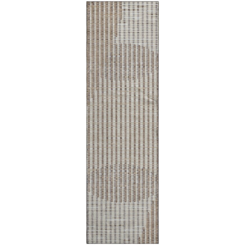 Premium Machine Washable Mayfield AMF1001 Beige 2'3" x 7'6" Runner Rug. Picture 1