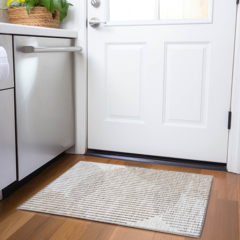 Premium Machine Washable Mayfield AMF1001 Beige 1'8" x 2'6" Rug. Picture 5