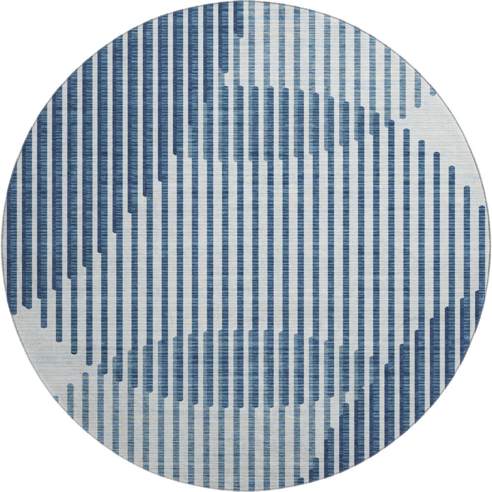 Premium Machine Washable Mayfield AMF1001 Blue 8' x 8' Round Rug. Picture 1