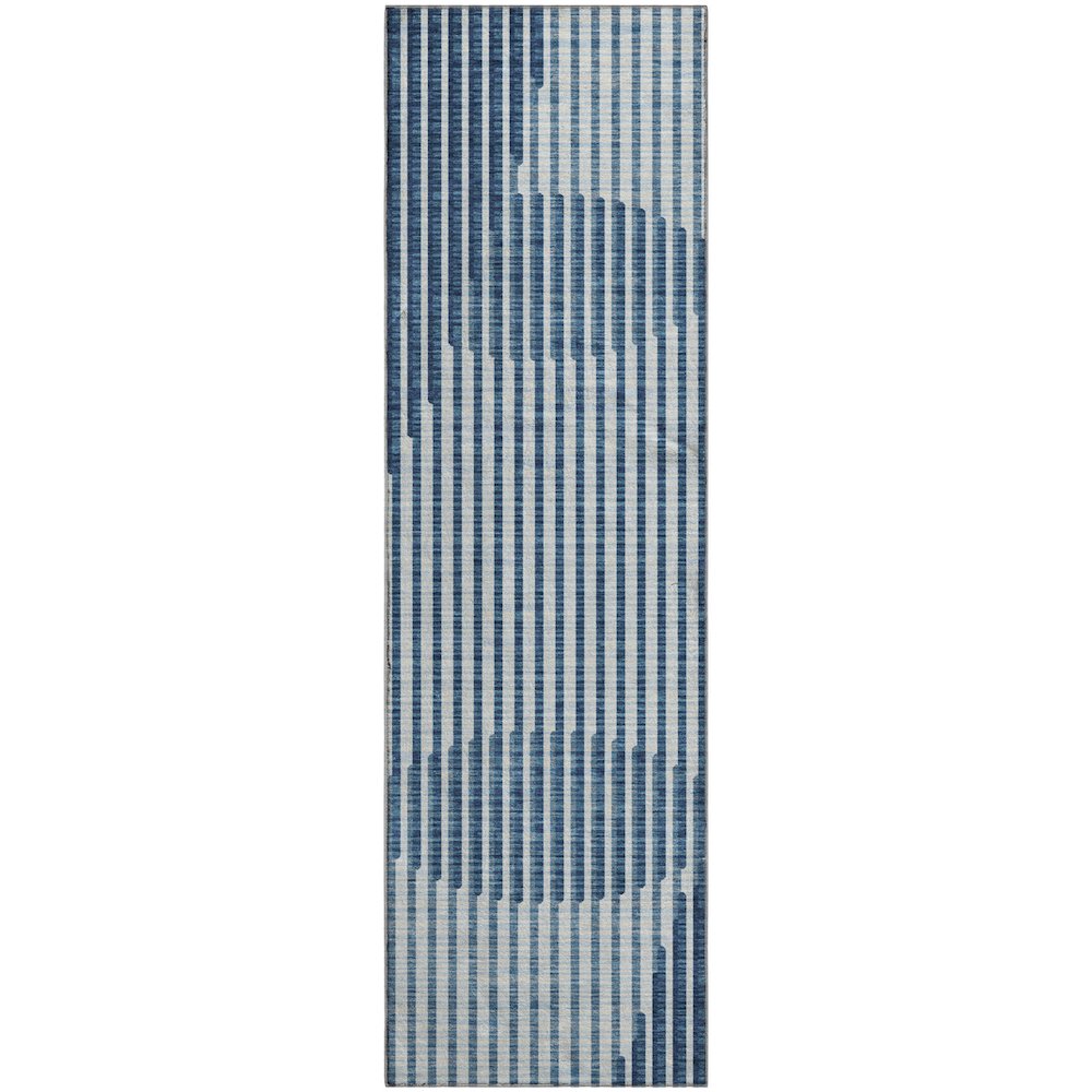 Premium Machine Washable Mayfield AMF1001 Blue 2'3" x 7'6" Runner Rug. Picture 1