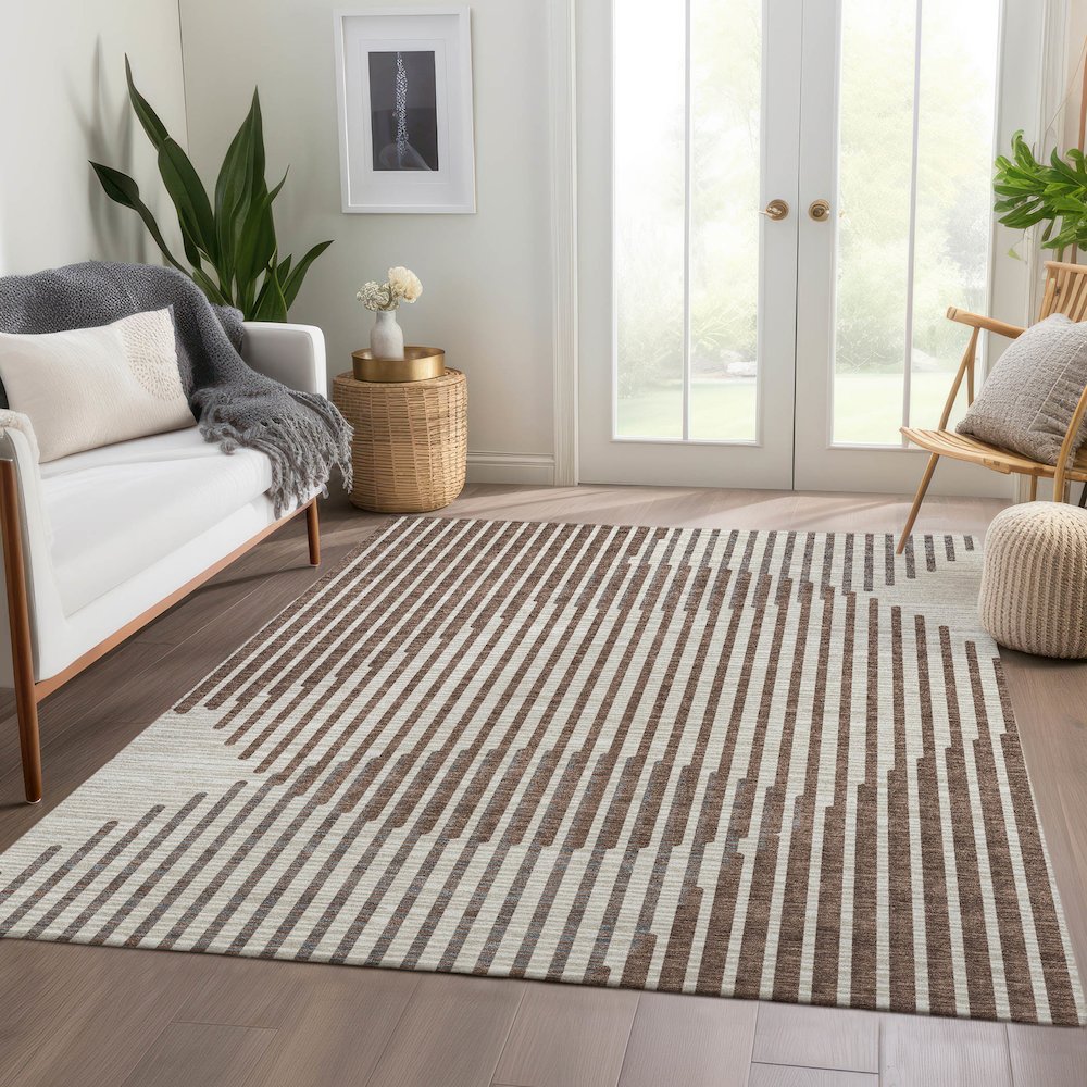 Premium Machine Washable Mayfield AMF1001 Brown 2'6" x 3'10" Rug. Picture 6