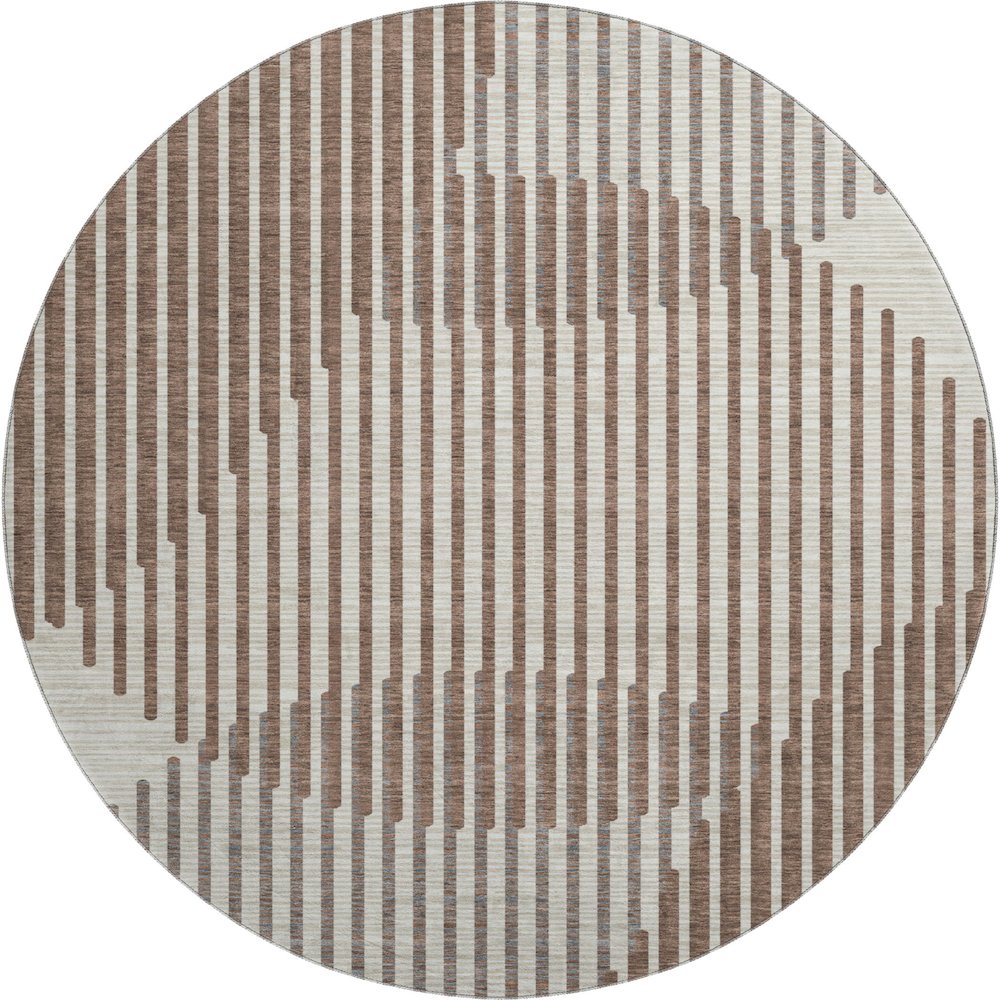 Premium Machine Washable Mayfield AMF1001 Brown 8' x 8' Round Rug. Picture 1