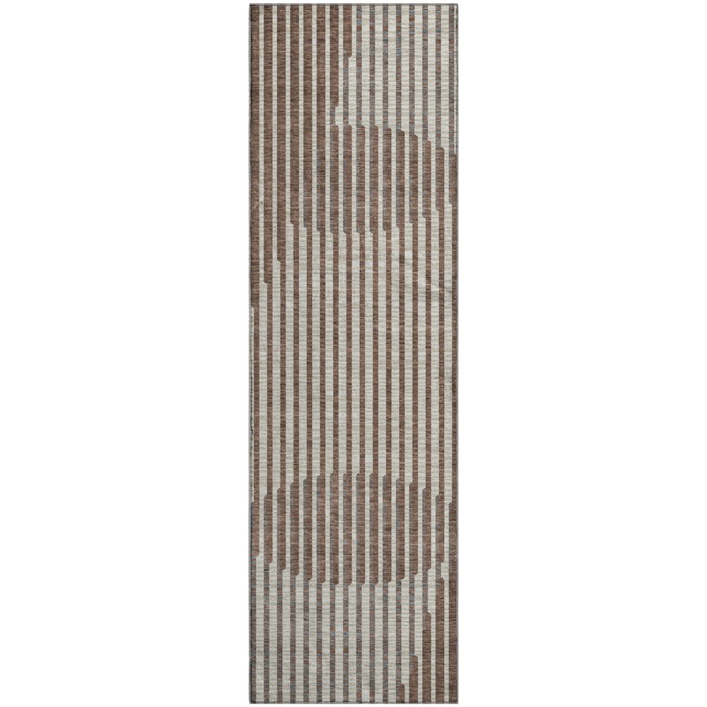 Premium Machine Washable Mayfield AMF1001 Brown 2'3" x 7'6" Runner Rug. Picture 1