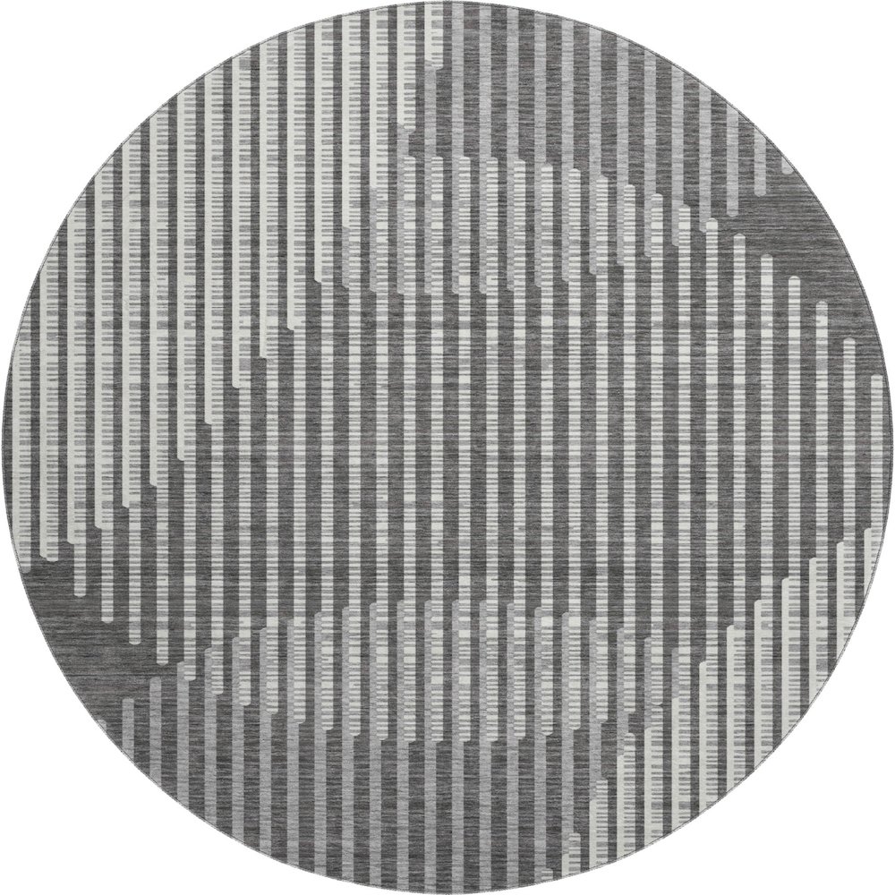 Premium Machine Washable Mayfield AMF1001 Charcoal 8' x 8' Round Rug. Picture 1