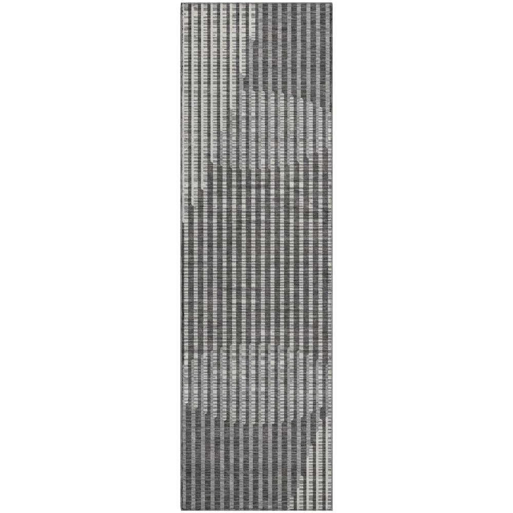 Premium Machine Washable Mayfield AMF1001 Charcoal 2'3" x 7'6" Runner Rug. Picture 1