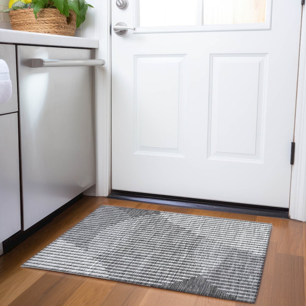 Premium Machine Washable Mayfield AMF1001 Charcoal 1'8" x 2'6" Rug. Picture 5