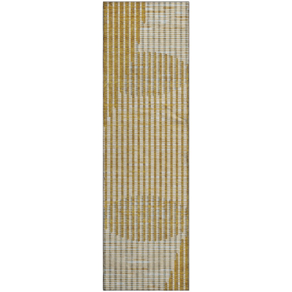 Premium Machine Washable Mayfield AMF1001 Gold 2'3" x 7'6" Runner Rug. Picture 1